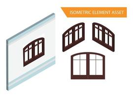 Isometric Wood window vector in White Isolated Background, Suitable for Game Asset, And Other Graphic Related Assets