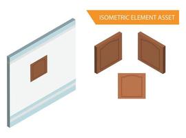 Isometric Wood window vector in White Isolated Background, Suitable for Game Asset, And Other Graphic Related Assets