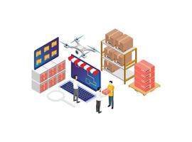 Modern Isometric Product Inventory Illustration, Web Banners, Suitable for Diagrams, Infographics, Book Illustration, Game Asset, And Other Graphic Related Assets vector