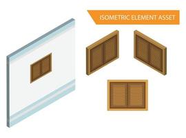 Isometric Wood window vector in White Isolated Background, Suitable for Game Asset, And Other Graphic Related Assets