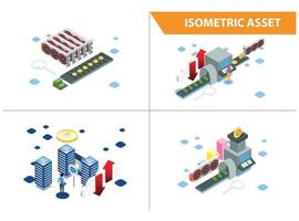 Modern 3d Isometric Set collection Smart Mining Bitcoin online Technology Illustration in White Isolated Background With People and Digital Related Asset vector