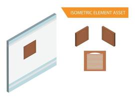 Isometric Wood window vector in White Isolated Background, Suitable for Game Asset, And Other Graphic Related Assets