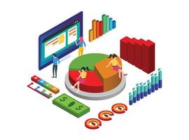 Modern Isometric Data Analysis Illustration, Web Banners, Suitable for Diagrams, Infographics, Book Illustration, Game Asset, And Other Graphic Related Assets vector