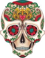 Art fancy skull day of the dead. Hand watercolor painting on paper and make graphic vector. vector