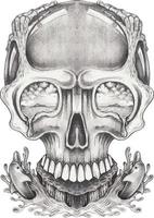 Art surreal skull. Hand drawing and make graphic vector. vector