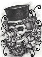 art fancy genterman calavera dia de muertos. dibujo a mano y hacer vector gráfico.