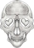 Art fancy skull. Hand drawing on paper and make graphic vector. vector