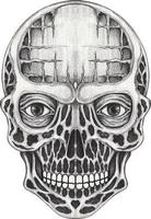 Art surreal skull tattoo.Hand drawing and make graphic vector. vector