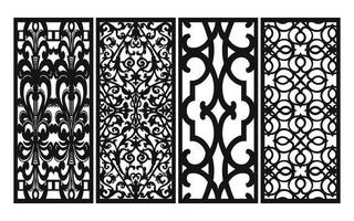 Decorative floral patterns, geometric template for cnc laser cutting vector