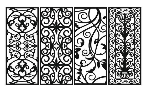 Decorative floral patterns, geometric template for cnc laser cutting vector