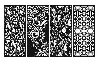 Decorative floral patterns, geometric template for cnc laser cutting vector