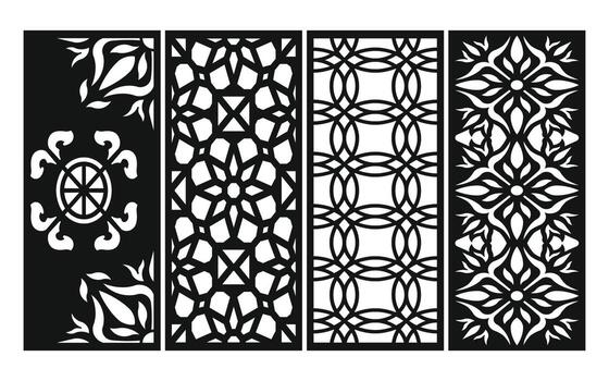 patrones florales decorativos, plantilla geométrica para corte por láser cnc vector