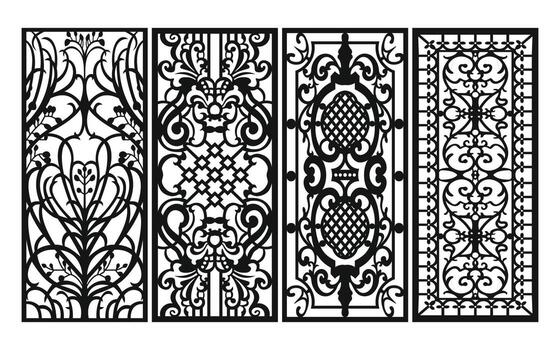 Decorative floral patterns, geometric template for cnc laser cutting vector