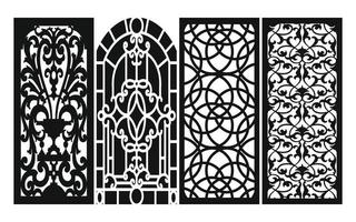 Decorative floral patterns, geometric template for cnc laser cutting vector