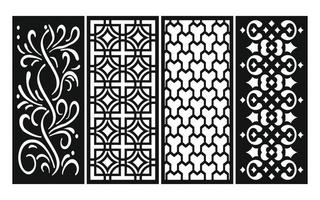 Decorative floral patterns, geometric template for cnc laser cutting vector