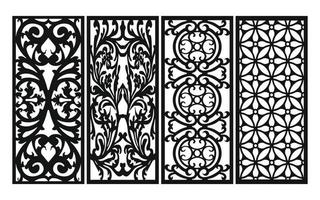 Decorative floral patterns, geometric template for cnc laser cutting vector