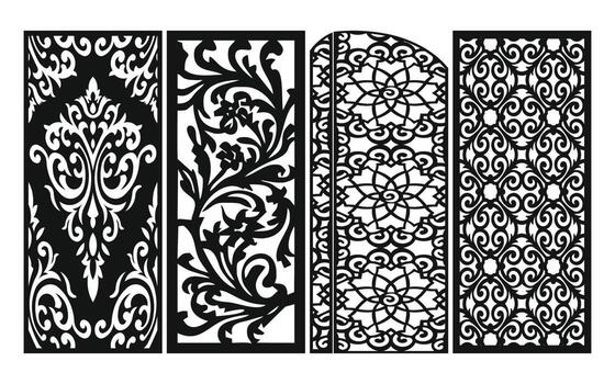 Decorative floral patterns, geometric template for cnc laser cutting vector