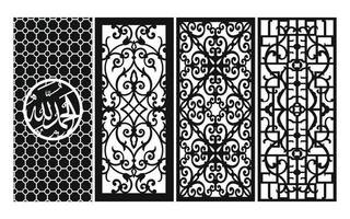 Decorative floral patterns, geometric template for cnc laser cutting vector