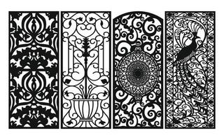 Decorative floral patterns, geometric template for cnc laser cutting vector