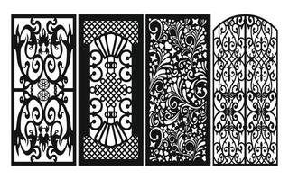 Decorative floral patterns, geometric template for cnc laser cutting vector