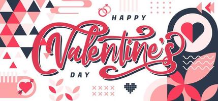 Happy Valentine day banner design for Valentine's of 14 February. Abstract geometric banner background vector