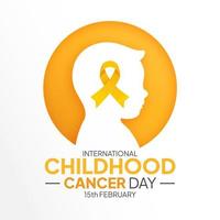 día internacional del cáncer infantil. iccd sensibilización, apoyo a niños y adolescentes con cáncer vector