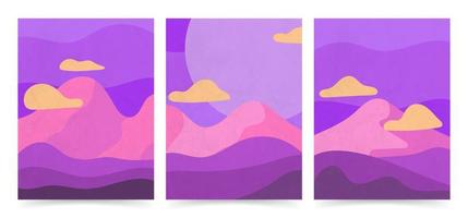 diseño de afiche de paisaje abstracto moderno con adorno de onda. plantilla de fondo de arte de la naturaleza. vivero carteles montaña vector