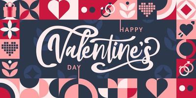 Happy Valentine day banner design for Valentine's of 14 February. Abstract geometric banner background vector