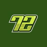 Racing number 72 logo design vector