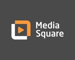 Media Square Play Button Video Player Audio Box Rectangle Simple Modern Minimal Vector Logo Design