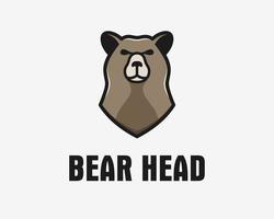 oso grizzly gran depredador bestia fuerte cabeza cara retrato dibujos animados mascota vector logo diseño
