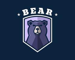 oso grizzly fuerte animal retrato dibujos animados mascota insignia etiqueta emblema equipo deporte vector logo diseño