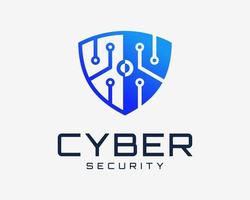 tecnología de circuito cibernético chip digital sistema de red escudo seguridad protección vector logo diseño