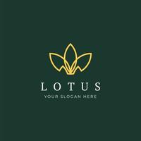 Vector Logo Of Simple Minimalist Lotus Flower Outline. Perfect For Spa, Yoga, Fashion Business. Line Style Vector Illustration