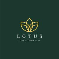 Vector Logo Of Simple Minimalist Lotus Flower Outline. Perfect For Spa, Yoga, Fashion Business. Line Style Vector Illustration