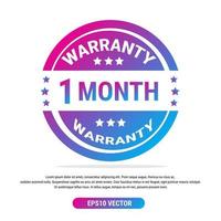 Warranty 1 month isolated vector label on white background. Guarantee service icon template