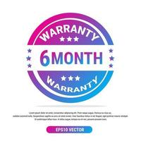 Warranty 6 month isolated vector label on white background. Guarantee service icon template