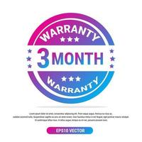 Warranty 3 month isolated vector label on white background. Guarantee service icon template