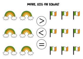 More, less or equal with cute cartoon Saint Patrick day elements. vector