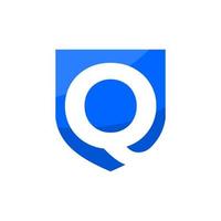 letter Q inside a blue shield. good for any business related to security or defense company. vector