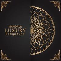 luxury mandala golden with a black background elegant design for anniversary invitation henna vector