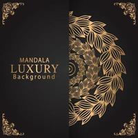 luxury mandala golden with a black background elegant design for anniversary invitation henna vector