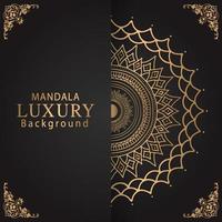 luxury mandala golden with a black background elegant design for anniversary invitation henna vector