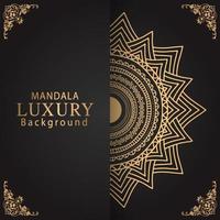 luxury mandala golden with a black background elegant design for anniversary invitation henna vector