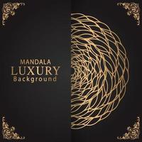 luxury mandala golden with a black background elegant design for anniversary invitation henna vector