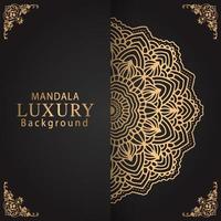 luxury mandala golden with a black background elegant design for anniversary invitation henna vector