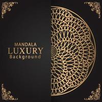 luxury mandala golden with a black background elegant design for anniversary invitation henna vector