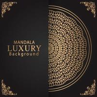 luxury mandala golden with a black background elegant design for anniversary invitation henna vector