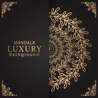 luxury mandala golden with a black background elegant design for anniversary invitation henna vector