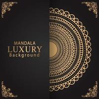 luxury mandala golden with a black background elegant design for anniversary invitation henna vector